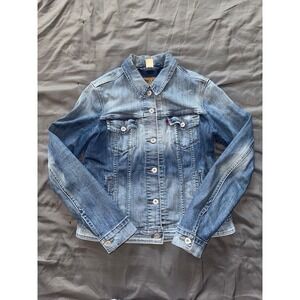 Levis Jean Jacket‎ Womens Blue Medium Wash Trucker  Denim Y2K Size Large